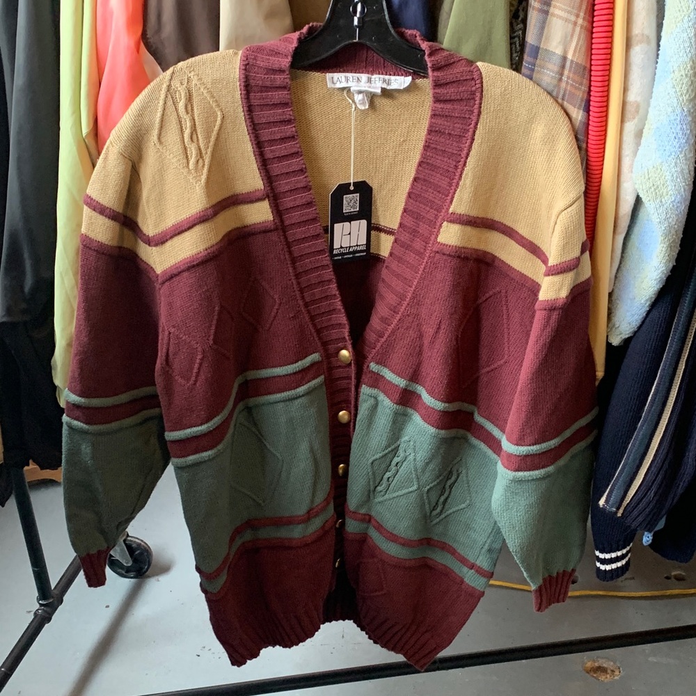 Vtg Lauren Jeffries Cardigan with Button Details